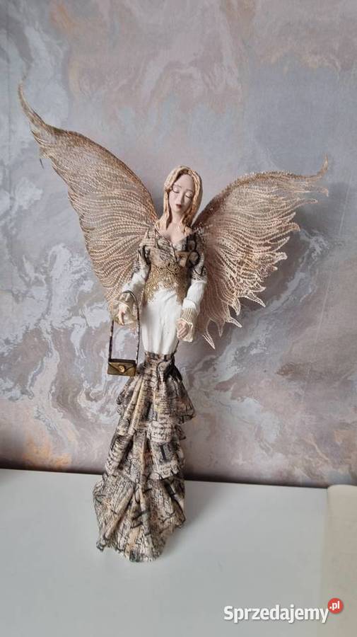 Szykowny Anioł gazeciany Rękodzieło Zamość