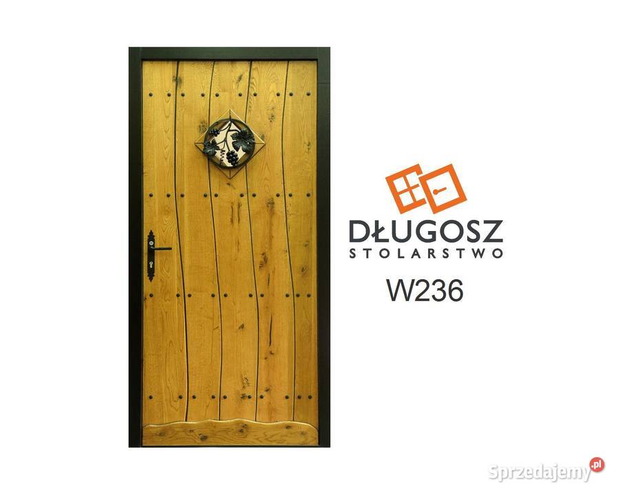 Drzwi DŁUGOSZ drewniane zewnętrzne wejściowe sprzedam