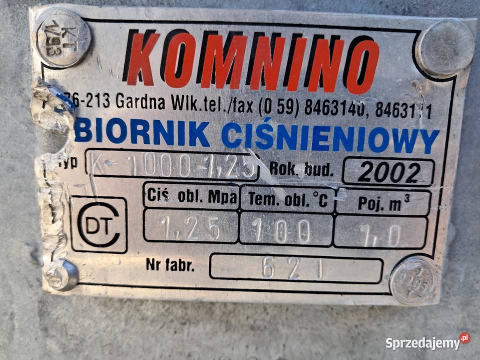 Zbiornik ciśnieniowy 1000l KOMNINO Gliwice