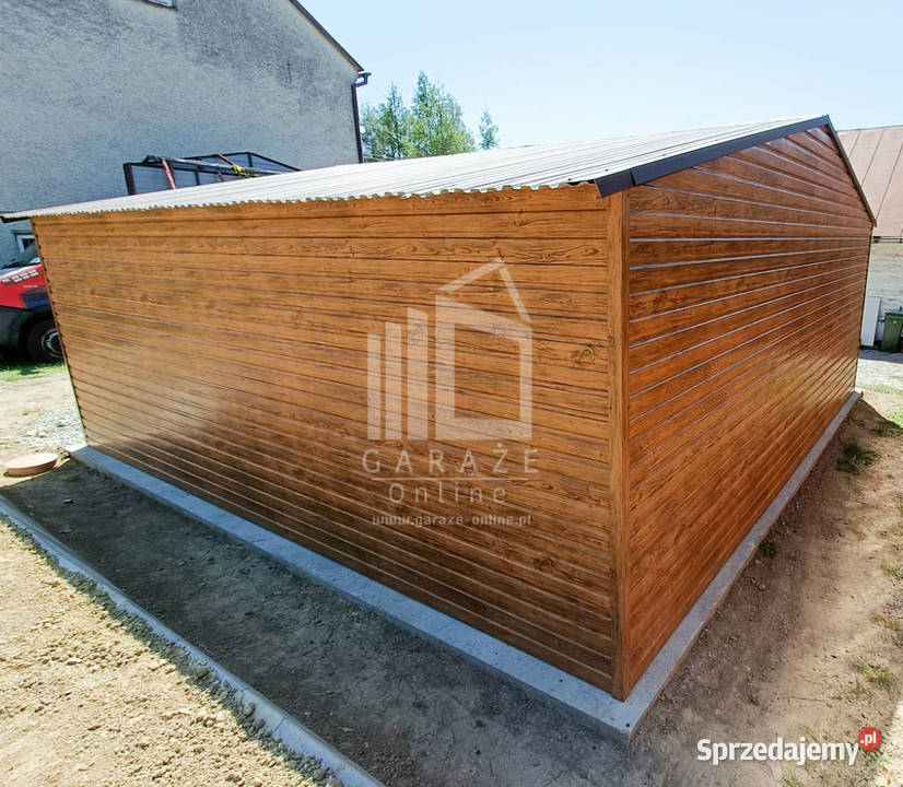 GARAŻ BLASZANY 6m x 6m dwuspadowy 2x Brama drzwi Łódź