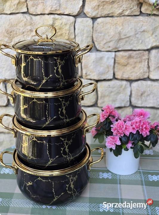 229 Garnki emalia czarny marmur MASTERPAN Zabrze