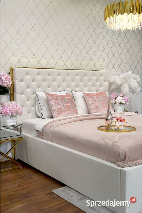Łóżko glamour złote ze stelarzem 200x200 200cm
