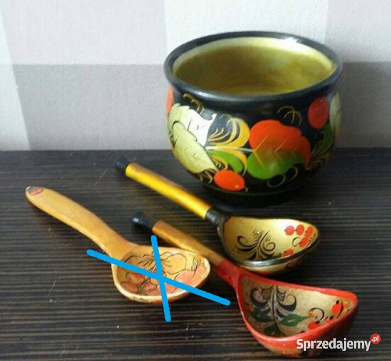 Rosja Khokhloma9 el Hand Made miska 3 miseczki 3 Gdańsk sprzedam