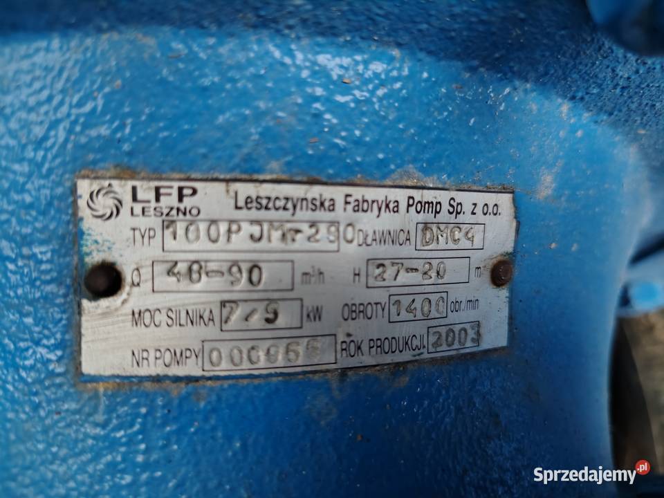 Pompa monoblokowa LFP 100PJM 230 silnik 75 kW Łódź