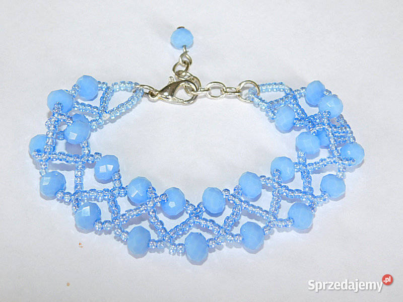 Bransoletka z kryształków rękodzieło blękit
