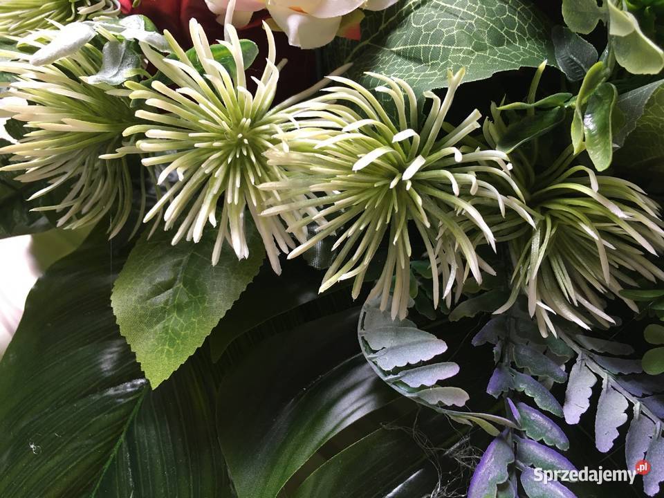 Kompozycja kwiaty sztuczne cmentarz stroik grób Kalisz