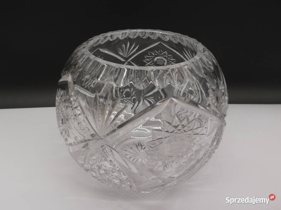 Wazon Kryształowy KULA Vintage PRL Szlif Raszków