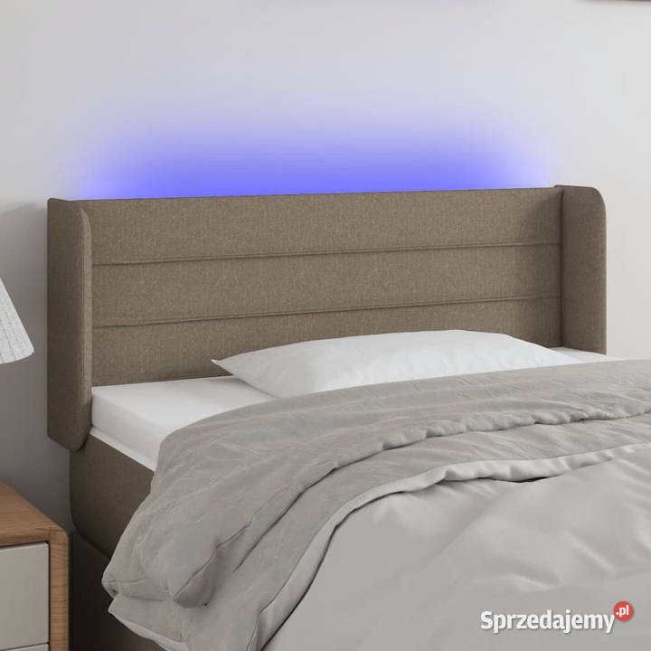 Zagłówek do łóżka z LED taupe 93x16x7888 tkanina