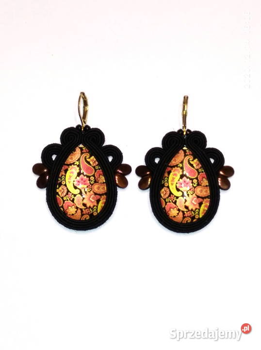 KOLCZYKI Z GRAFIKĄ CZARNE SUTASZ Warszawa