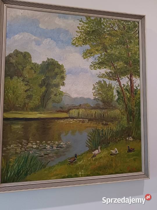 Obraz olejny na płótnie Wiejski staw