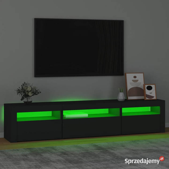Szafka pod TV z oświetleniem LED czarna RTV
