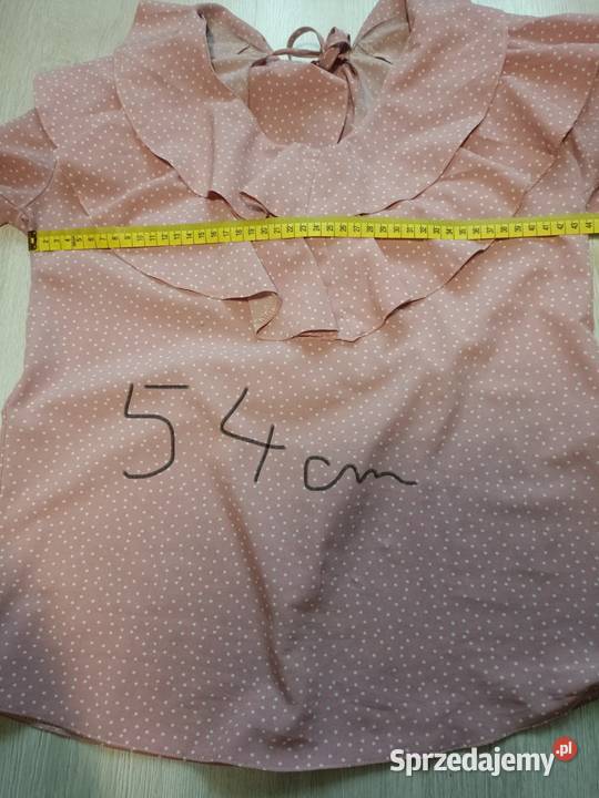 Elegancka bluzka z żabotem z długim rękawem Groszki małopolskie Bochnia