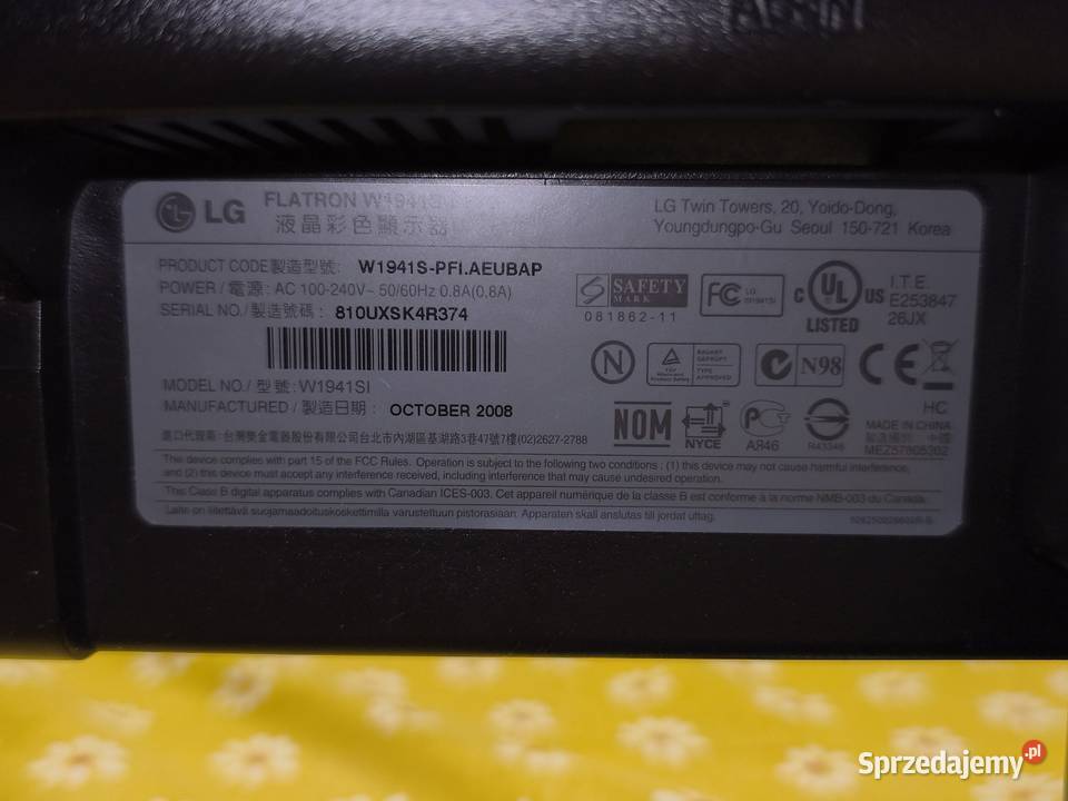 Monitor LG FLATRON W1941S