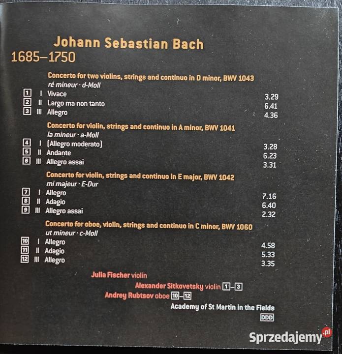 Bach koncert na skrzypce wyk Julia Fischer CD 1 płyta Płyty i kasety Warszawa