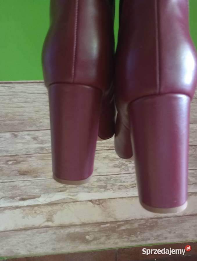 Kozaki damskie bordowe słupek Jenny Fairy 25cm Szczecin