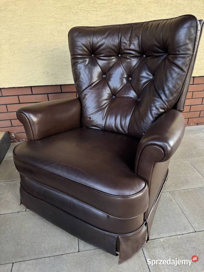 Fotel relaks skórzany bujany rozkładany pod nogi Garwolin sprzedam
