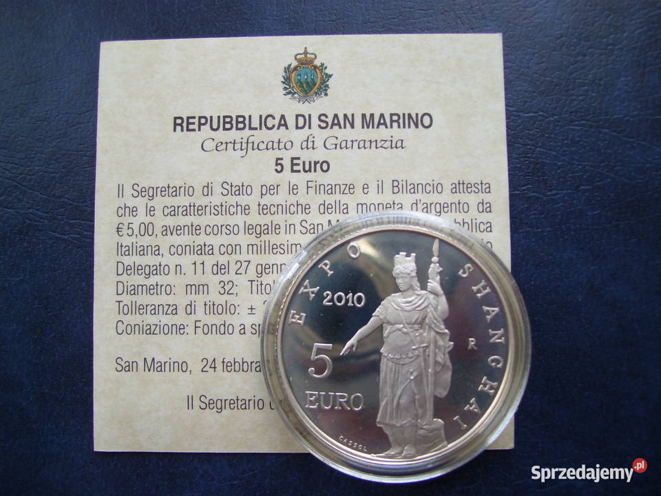 Stare monety 5 euro 2010 San Marino stan Lesko