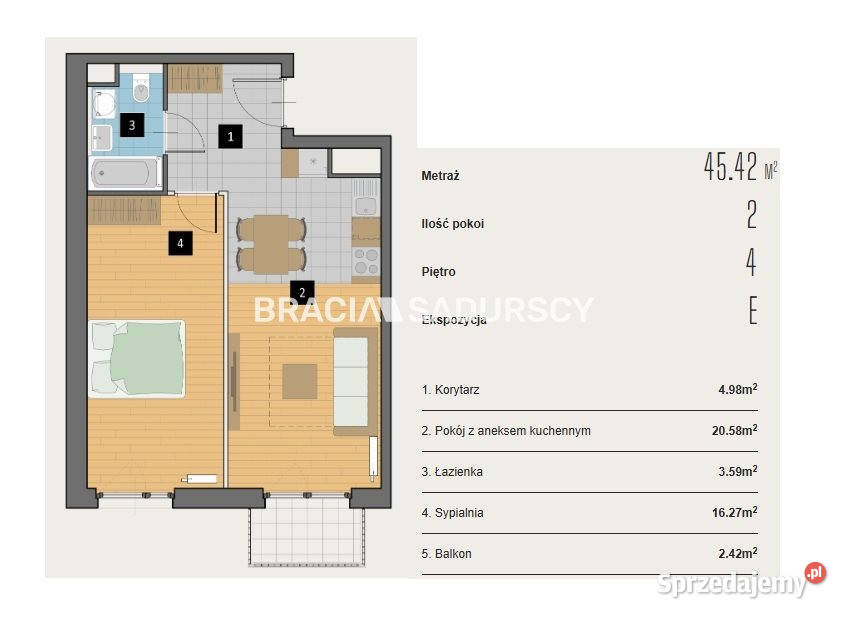 Mieszkanie Kraków Aleja Kijowska 4542m2 45.42m2 Mieszkania
