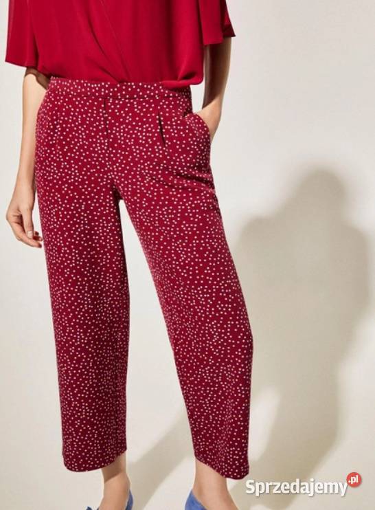 CORTEFIEL SPODNIE DAMSKIE MATERIAŁOWE 78 GROSZKI czerwony Kalisz