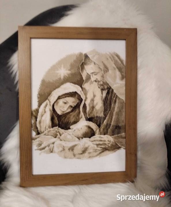 Obrazy religijne haft krzyżykowy Jezus Maryja Olsztyn