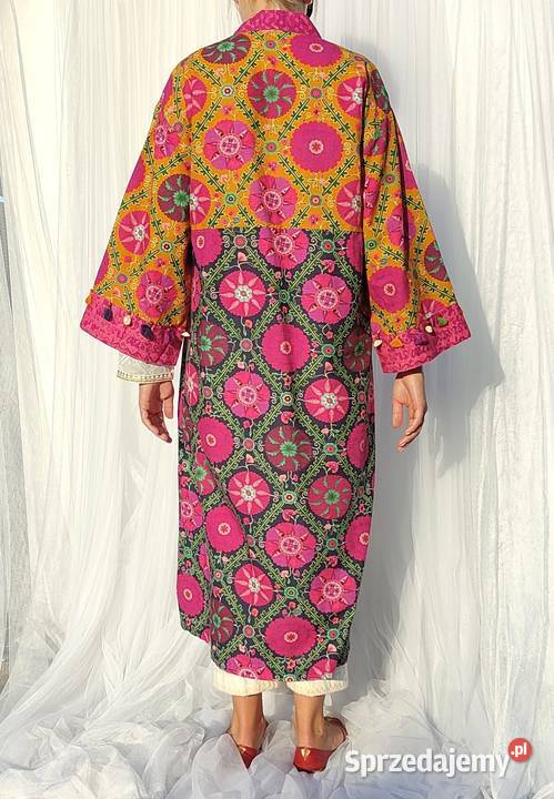 Długa narzutka kimono L 40 kolorowe bawełna folk Pozostałe Szczecin