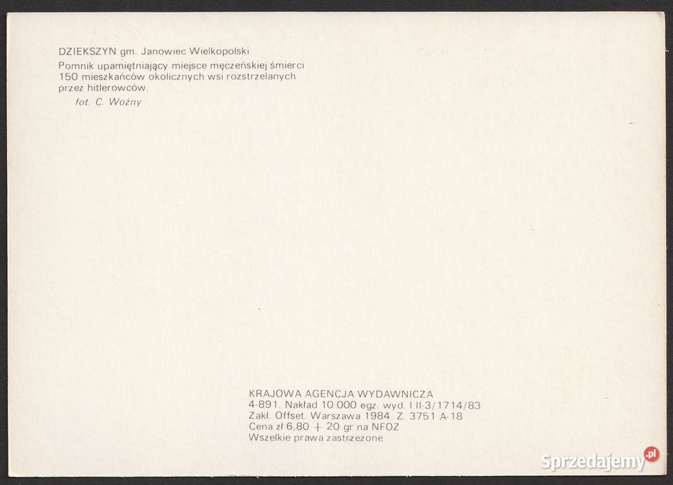 DZIEKSZYN POMNIK OFIARY FASZYZMU 1984 Łódź