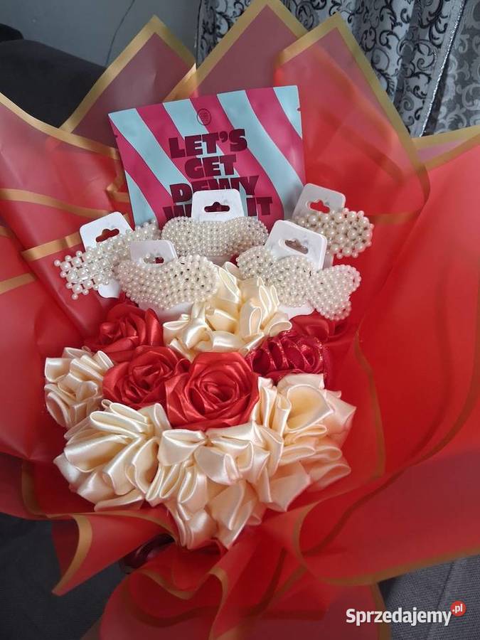 Bukiet kwiatów ze wstążki plus spinki podkarpackie Tyczyn sprzedam