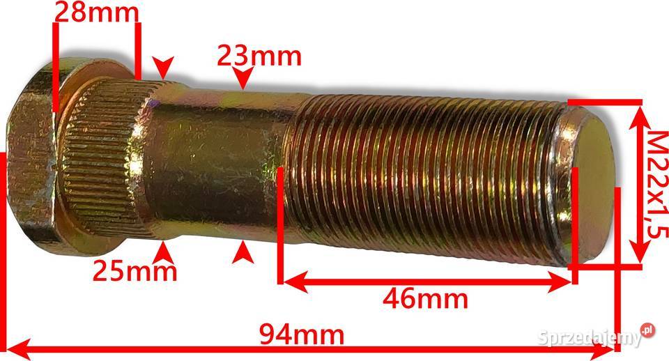 8x SZPILKA BLIŹNIAKI NA KOŁO PRZYCZEPY HL 885 mm Solec Kujawski