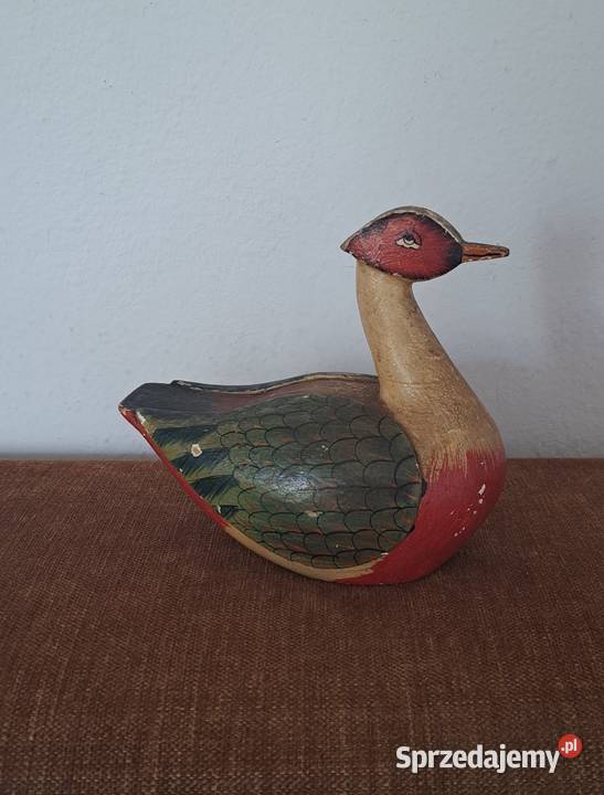 drewniana kaczka figurka vintage
