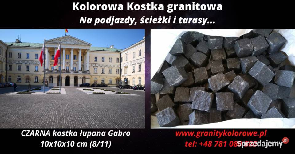 Kostka Granitowa CZARNA łupana na podjazdy drogi Kraków