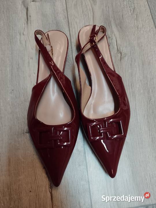 41 Bordowe niskie czółenka baleriny wieczorowe z małopolskie Kraków