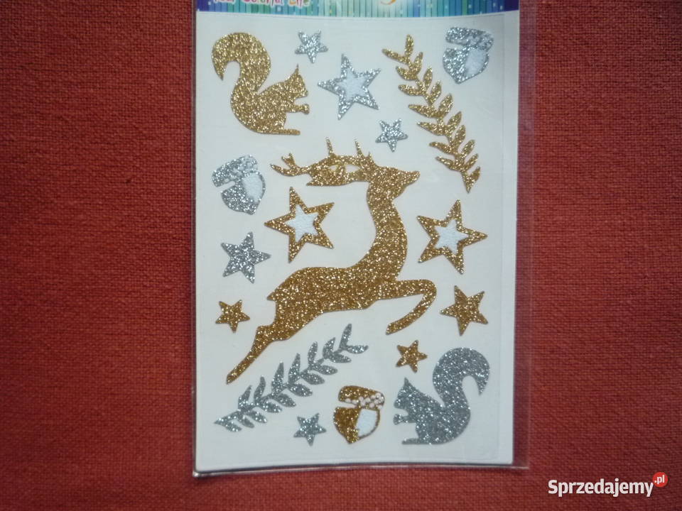 ALIGA Naklejki świąteczne brokatowe złote