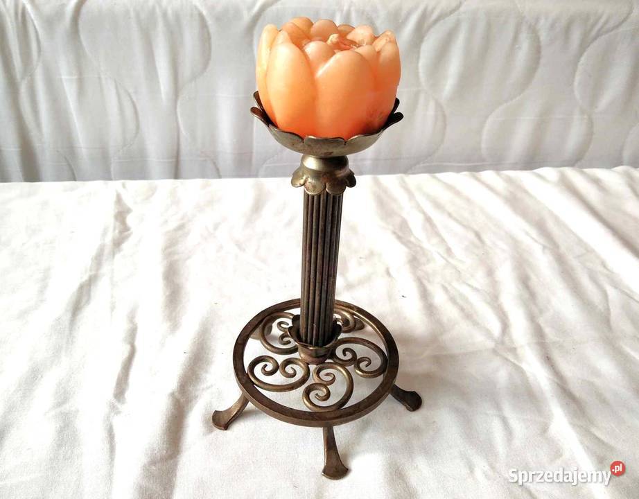 Piękny stary świecznik mosiężny kandelabr Gdańsk