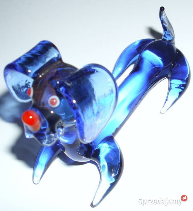 Pies ze szkła błękitny szklany szkło artystyczne niebieski Warszawa