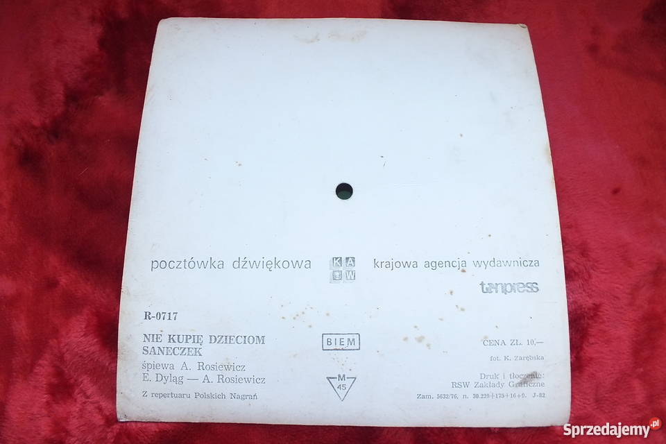 Stara pocztówka dźwiękowa A Rosiewicz płyta winylowa Żary