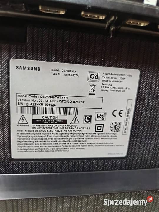 Telewizor Samsung 75 zamiana Garwolin sprzedam