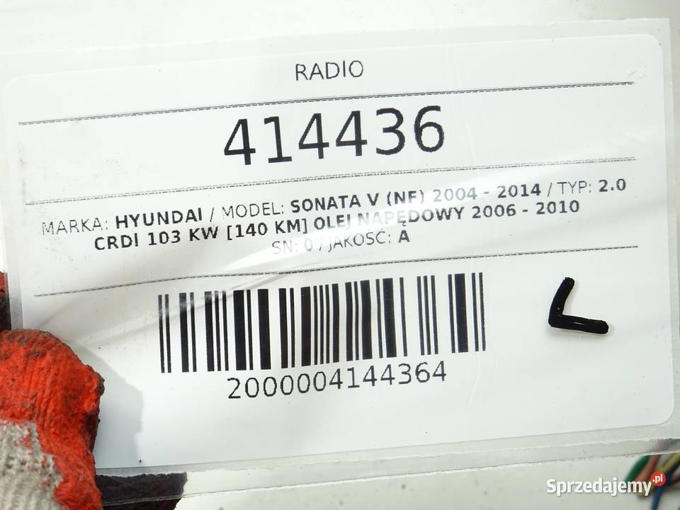 RADIO HYUNDAI SONATA V 961603K000 0414 podkarpackie
