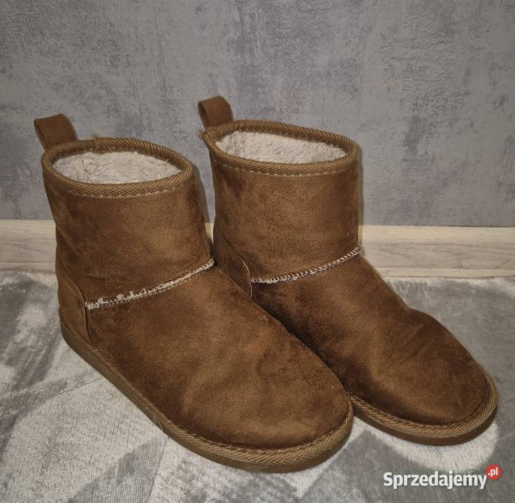 Botki damskie ocieplane zimowe camel 36