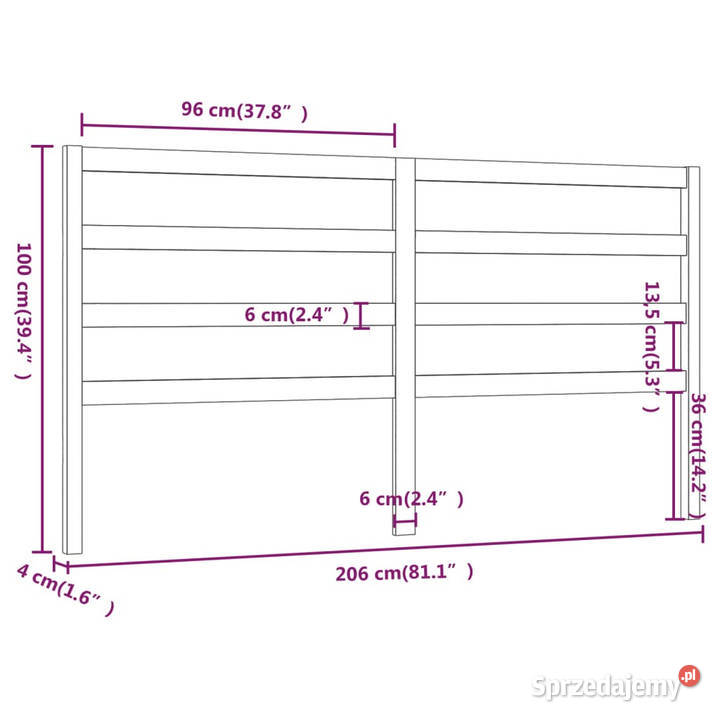 Wezgłowie łóżka szare 206x4x100 lite drewno sprzedam