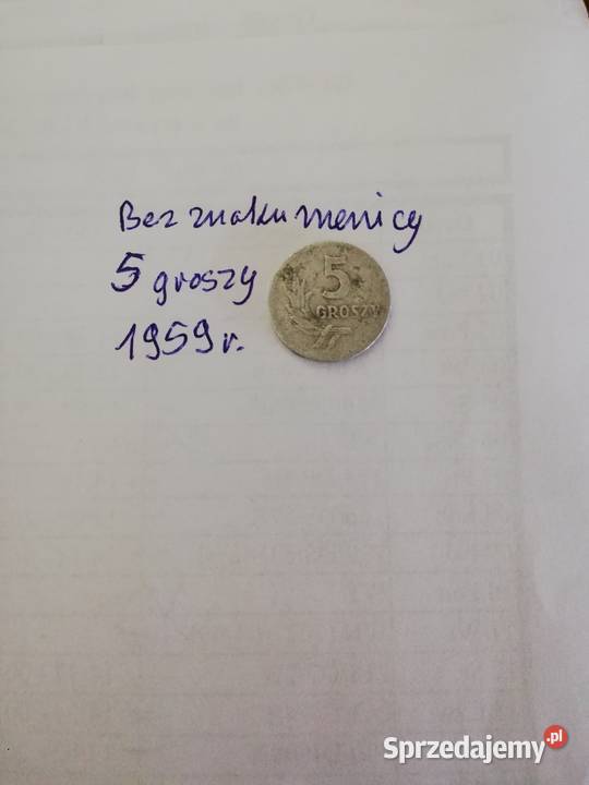 5 groszy z 1959r Bez znaku menicy Numizmatyka mazowieckie Warszawa