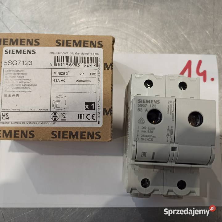 Rozłącznik 5SG7 D02 63A 2P 5SG7123 SIEMENS Gliwice