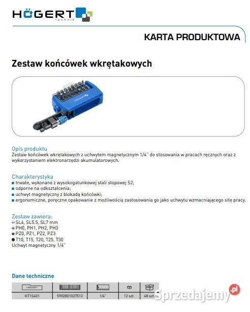 Hgert HT1S401 Bity końcówki wkrętakowe 14 17 śląskie Gaszowice