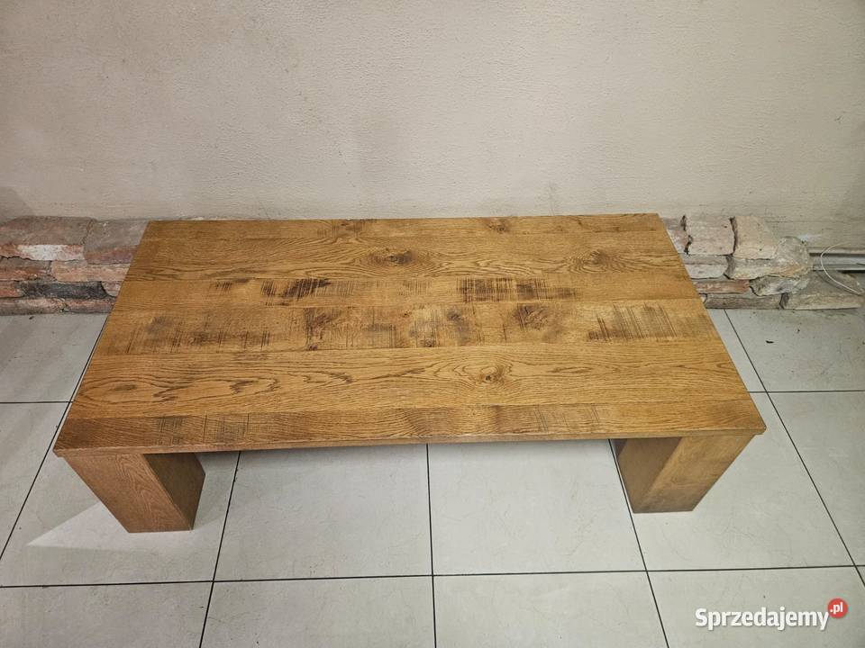 Niski stolik ŁAWA DĘBOWA surowy styl śląskie Pszczyna