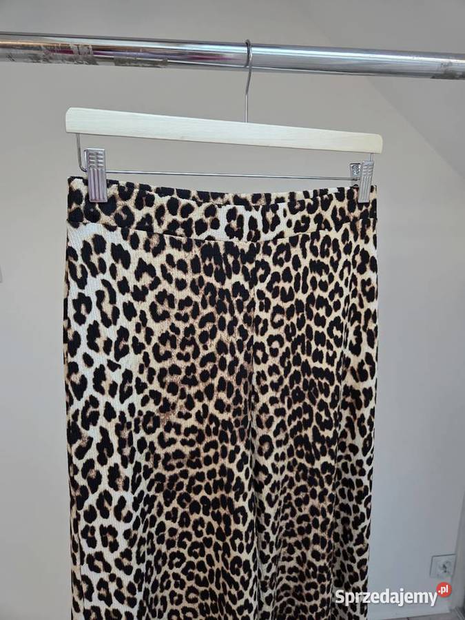 Luźne szerokie spodnie na gumce panterka H&M Liszki