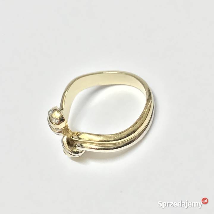 Złoty PIERŚCIONEK 14K żółte i BIAŁE złoto mazowieckie