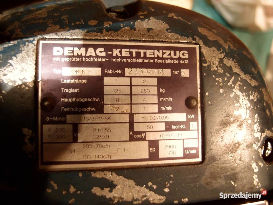 Wciągnik łańcuchowy wciągarka demag 125250 2 Łódź