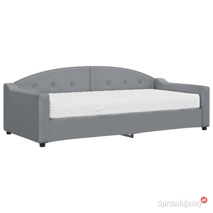 Sofa z materacem do spania jasnoszara tkanina Warszawa