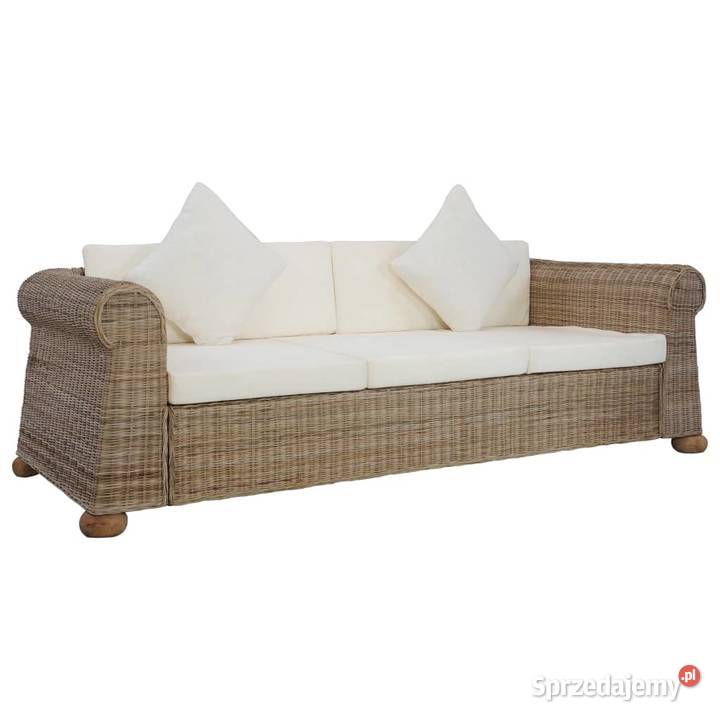 vidaXL 3-osobowa sofa z poduszkami, naturalny rattan283074