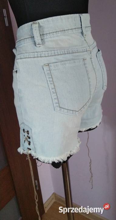 Krótkie spodenki szorty wiązane boki rzemyki Krosno