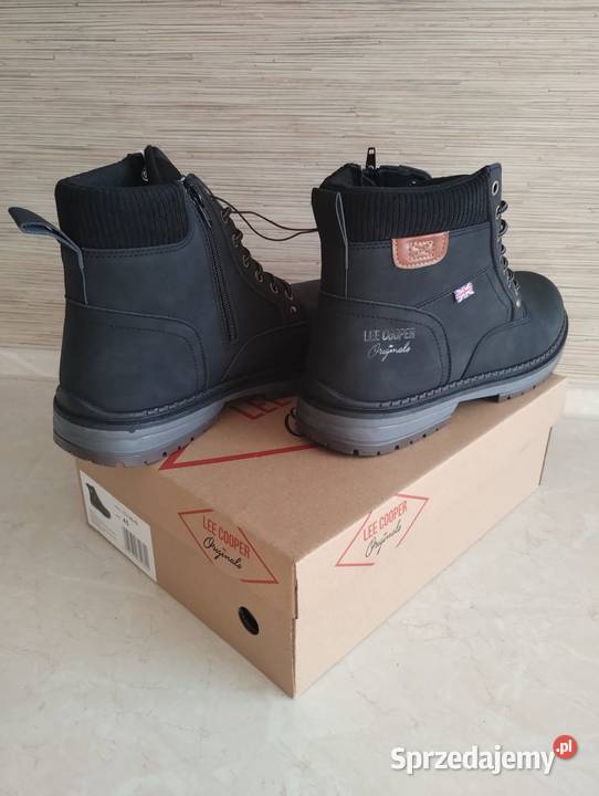 NOWE Buty męskie zimowe sznurowane z zamkiem 45